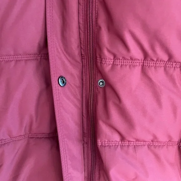 Burgundy Puffer Jacket with Detachable Hood, Size XL - Picture 2 of 7